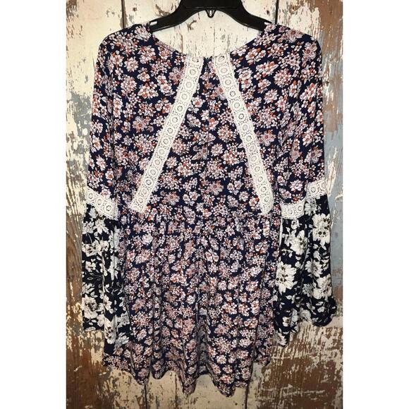 Umgee Womens Top Boho Navy size Medium - Picture 4 of 5